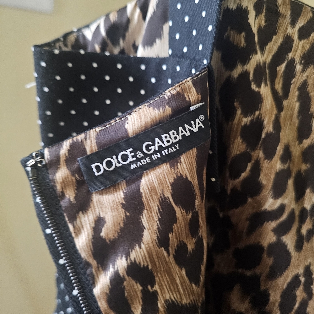 Dolce & Gabbana Sleeveless Midi Elegant Black Polka Dot Dress Size 46IT/US10-12 - Picture 15 of 16